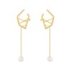 S925 Silver Geometric Tassel Pearl Earrings