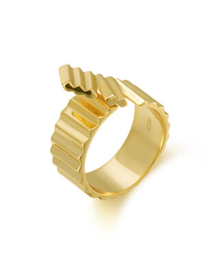 S925 Silver Geometric Textured Open Ring