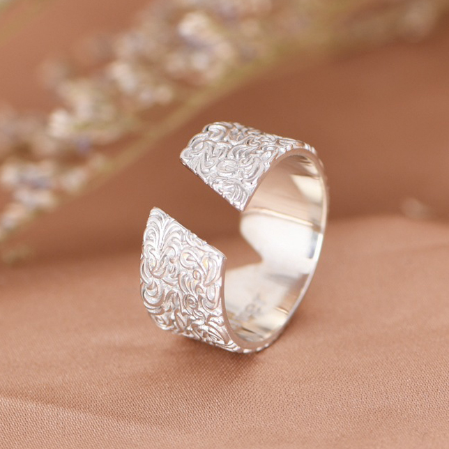 S925 Silver Gold Large V Ivy Open Ring