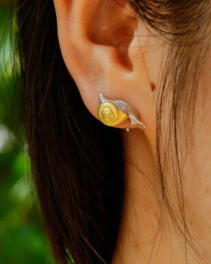 S925 Silver Gold Plate Snail Stud Earrings