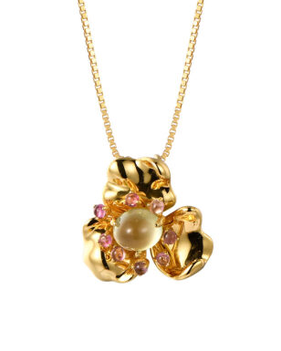 S925 Silver Gold-plated Grape Stone Clover Pendant