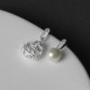 S925 Silver Heart Mismatched Pearl Earrings