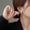 S925 Silver Heart Mismatched Zircon Earrings