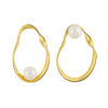 S925 Silver Hollow Oval Inlaid Pearl Mismatched Earrings