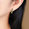 S925 Silver Inlaid Hetian Jade Bamboo Earrings