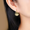 S925 Silver Inlaid Hetian Jade Simple Stud Earrings