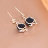 S925 Silver Inlaid Synthetic Sand Crystal Fox Stud Earrings