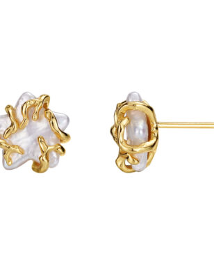 S925 Silver Intertwined Star Pearl Stud Earrings
