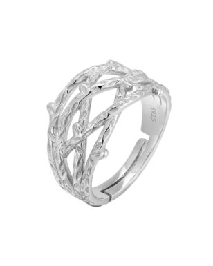 S925 Silver Irregular Branch Open Ring