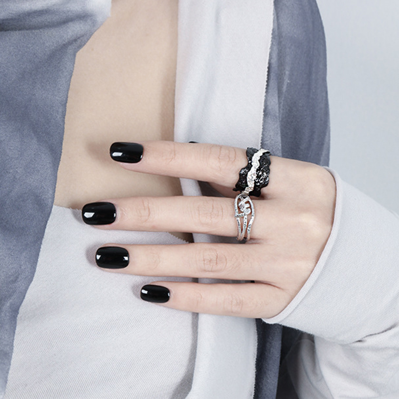 S925 Silver Irregular Multi-Layer Line Knot Open Ring