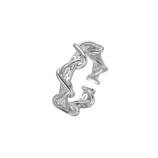 S925 Silver Irregular Textured Open Ring