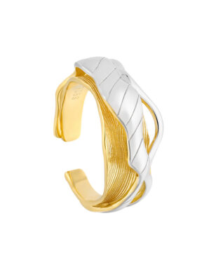 S925 Silver Irregular Wavy Open Ring