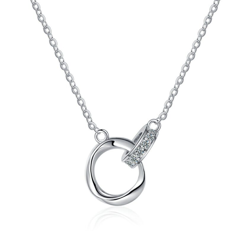 S925 Silver Mobius Ring Zircon Necklace