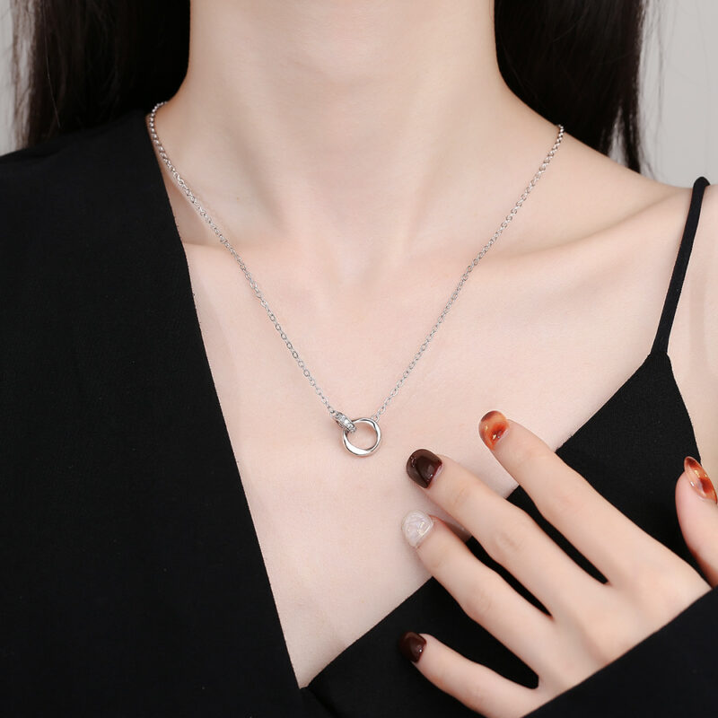 S925 Silver Mobius Ring Zircon Necklace