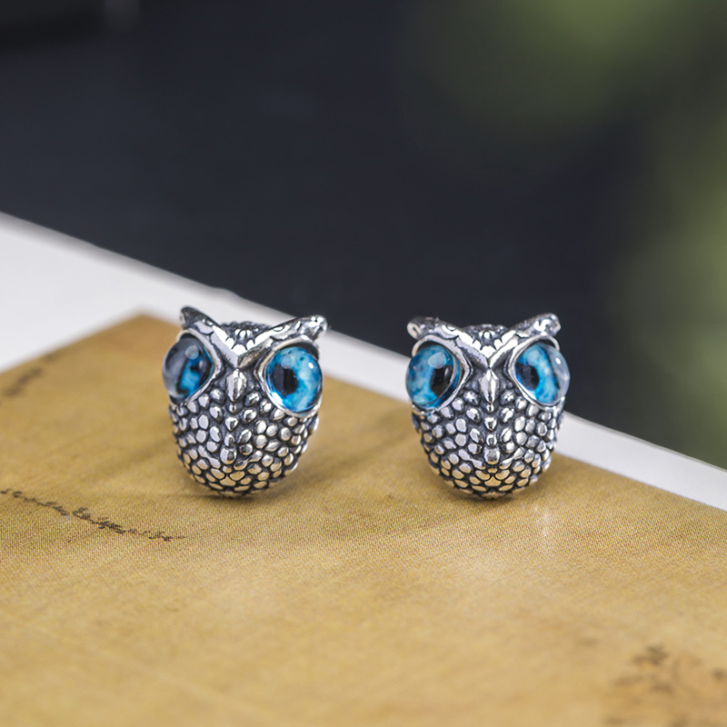 S925 Silver Owl Ring Earrings Stud Pendant