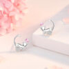 S925 Silver Pink Zircon Cat Stud Earrings