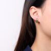 S925 Silver Plated Hetian Jade Gourd Earrings