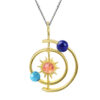 S925 Silver Solar System Natural Stone Pendant