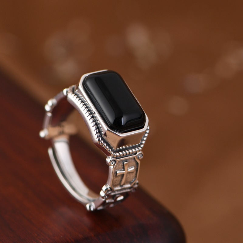 black agate ring