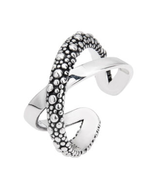 S925 Silver X Cross Irregular Open Ring
