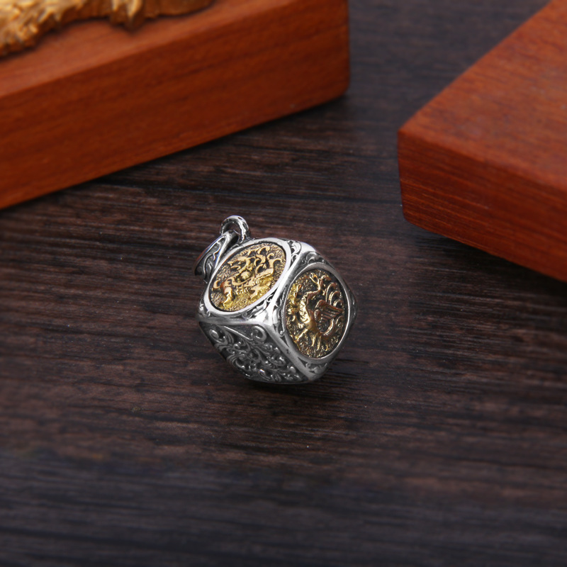 S925 silver Tangcao Pattern Mythical Animal Pendant