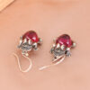 S925 Silver Golden Toad Inlaid Chalcedony Earrings