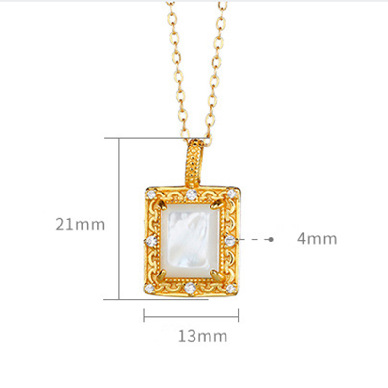 S925 Silver Inlaid White Shell Zircon Necklace