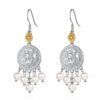 S925 Sterling Silver Ancient Coin Freshwater Pearl Earrings