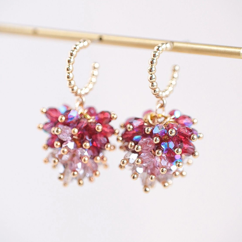 Handmade long style pink beaded earrings tutorial