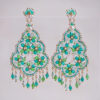 Handmade Beaded Green Dreamcatcher Earrings