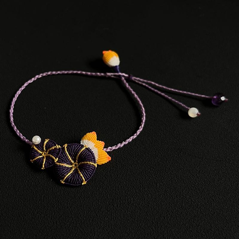 Handmade Braided Rope Lotus Leaf Pearl Bracelet
