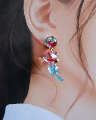 Handmade Colorful Transparent Cat Earrings