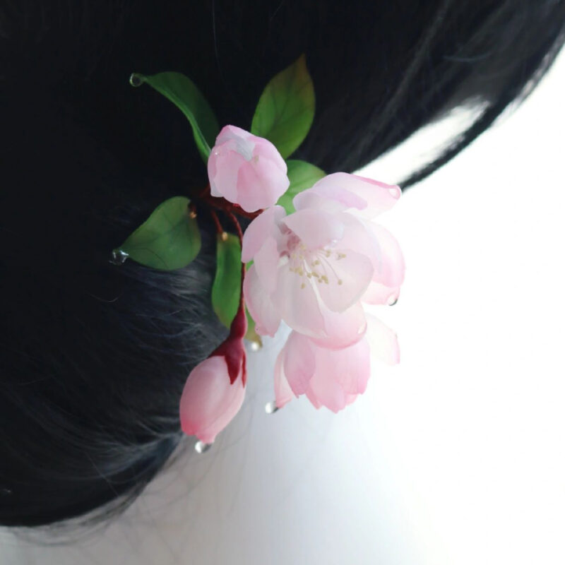 Handmade Crabapple Flower Hairpin