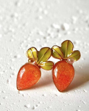 Handmade Epoxy Carrot Stud Earrings