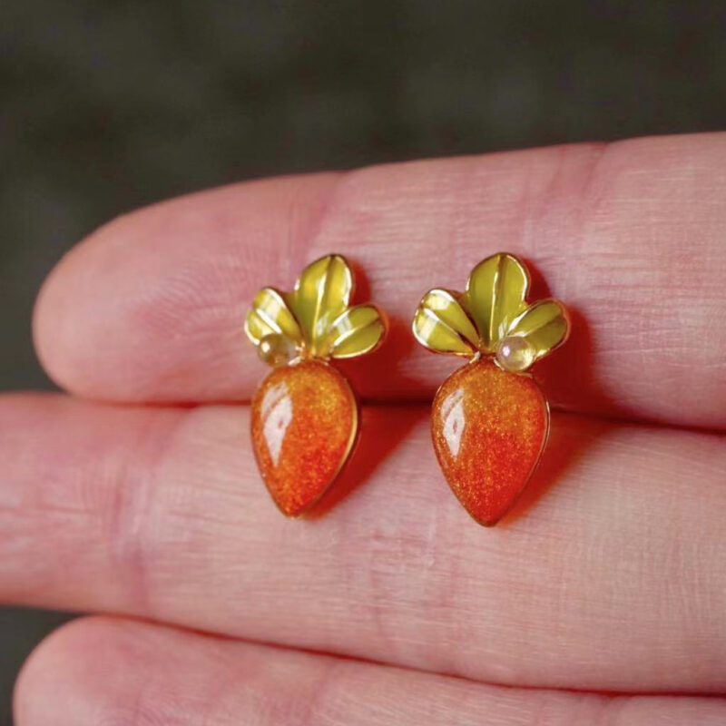 Handmade Epoxy Carrot Stud Earrings