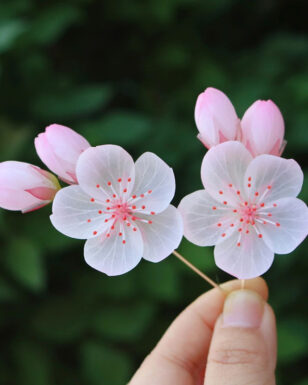 Handmade Resin Cherry Blossom Hairpin and Brooch