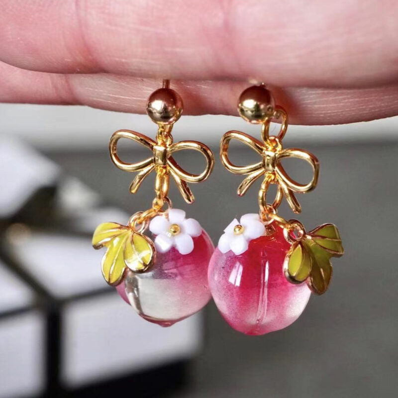 Handmade Peach Earrings