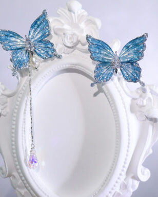 Handmade Resin Butterfly Mismatched Ear Clips