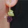 Handmade Resin Grape Mismatched Earrings
