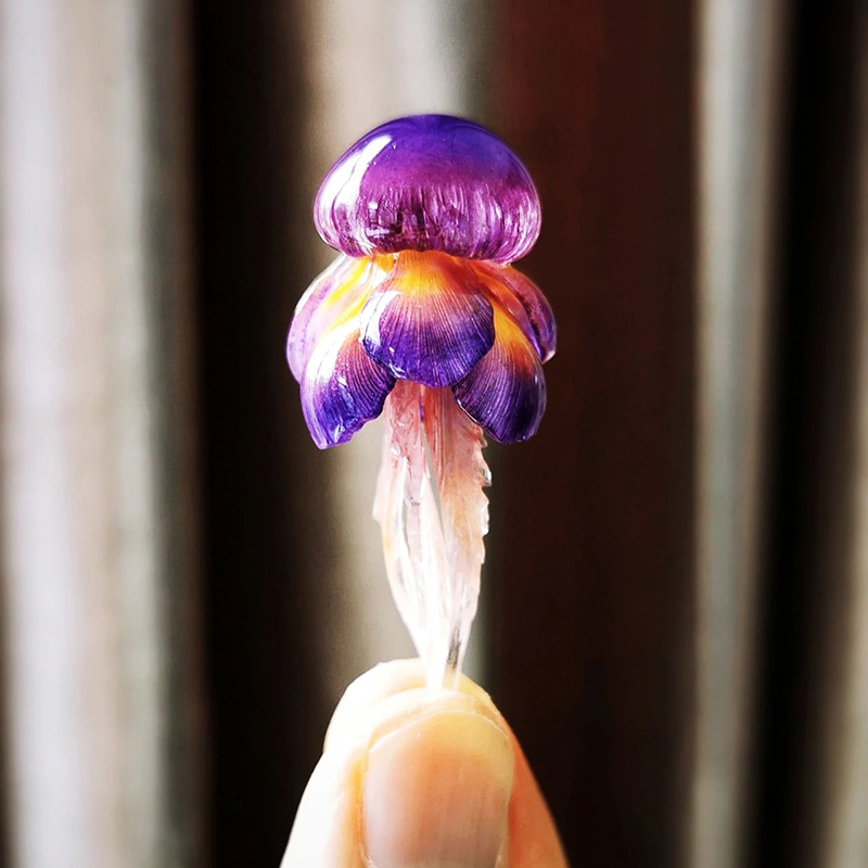 Handmade Resin Iris Jellyfish Earrings