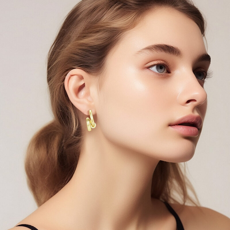 Light luxury White Gold Zircon Earrings