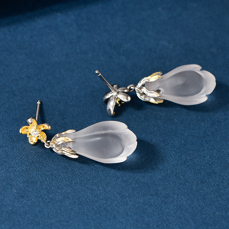 S925 Silver Bud Crystal Earrings