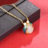 S925 Silver Enamel Hetian Jade Ladybug Necklace