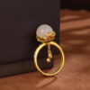 S925 Silver Gold-Plated Hetian Jade Open Ring