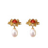 S925 Silver Gold-plated Agate Pearl Flower Earrings