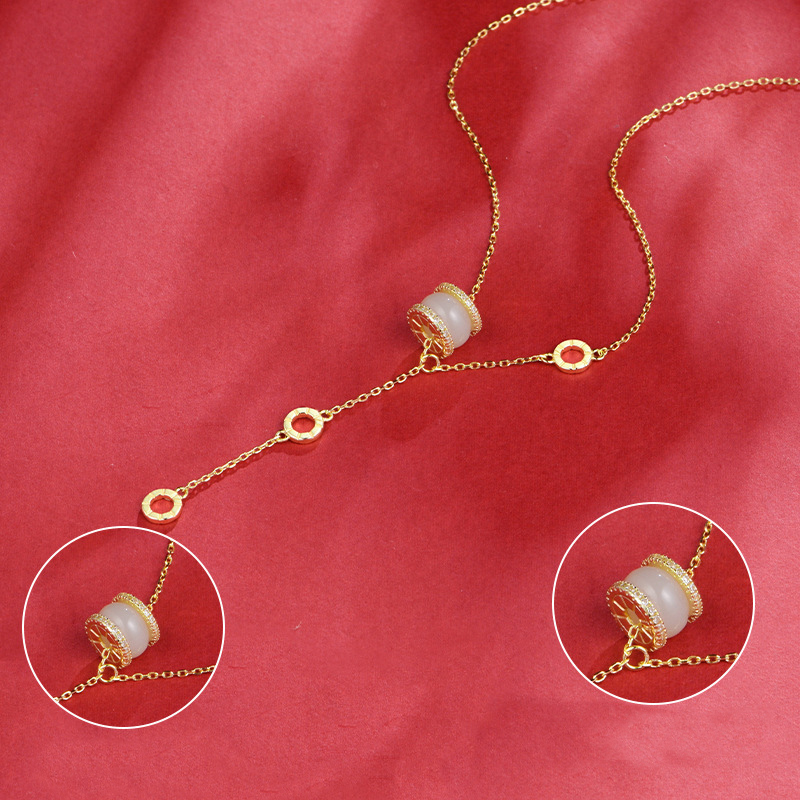 S925 Silver Gold-plated Hetian Jade Necklace