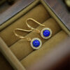 S925 Silver Gold-plated Lapis Lazuli Vintage Earrings