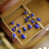 S925 Silver Inlaid Lapis Lapis Agate Water Drop Earrings