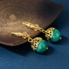 S925 Silver Inlaid Malachite Hollow Earrings