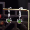 S925 Silver Inlaid Natural Hetian Jade Number Earrings